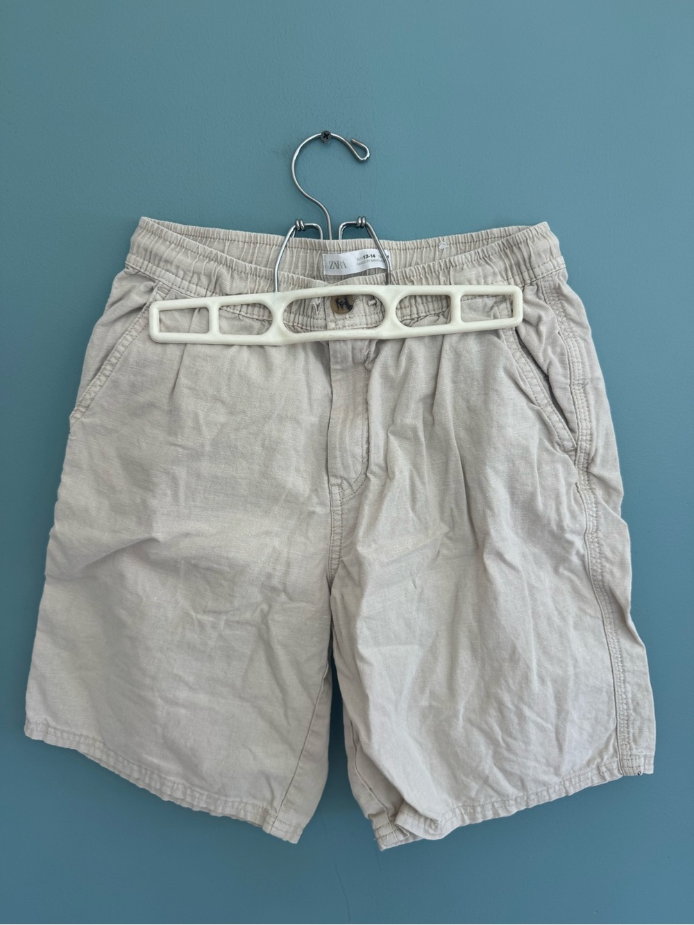 Zara Beige Kids Drawstring Cotton Shorts